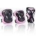 Kuxuan Girl's CIRA Pink Protective Gear Set Including Knee Pads Elbow Pads and Wrist Guards, for Kid Multi Sports Uses: Skateboarding, Roller Skating, Cycling, Balance Biking, and Scooter - Small