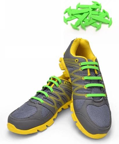 Koollaces No Tie Silicone Shoelaces.hook Style Green Color,8pcs X 2set