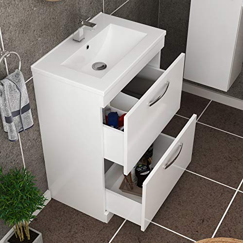 500mm Floor Standing Bathroom Vanity Unit Minimalist Basin 2 Drawers