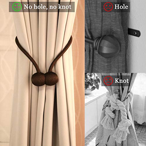 Magnetic Curtain Tiebacks Magnetic Tie Backs Curtain Holdbacks Decorative Magnet Window Hold Curtains Drape Tie Backs for Bedroom Brown 2 Pack