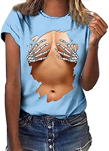 DAYLINWomen Plus Size Print Short Sleeved T-Shirt Blouse Tops