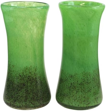 PA GLASS Co. 6-Inch Hand-Blown Glass Vase 1294 - Green Brown, sold as a pair