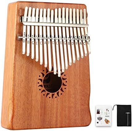 Kalimba 17 Key Thumb Piano Solid Finger Piano Mahogany Body with Carry Bag Music Book