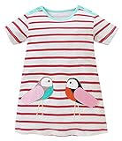 Fiream Girls' Summer Short Sleeves T-shirt Dress(Beige,6)