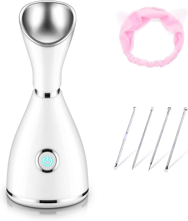 Facial Steamer,Shierak Nano Ionic Facial Atomizer Hydration System Hot Mist Face Humidifier,Clearing Blackhead/Acne/Pore Home Sauna SPA Sprayer Steamer,Bonus Blackhead Remover Kit for Facial Beauty