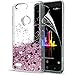 LeYi for ZTE Blade Z Max Case,ZTE Blade Zmax Pro 2 / Sequoia Case with [2 Pack] Tempered Glass Screen Protector for Girls, Shiny Glitter Moving Quicksand Liquid Protective Case for ZTE Z982 Rose Gold