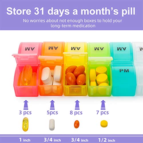 Monthly Pill Organizer 2 Times A Day, One Month Pill Box AM PM, 30 Day