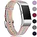 Maledan Compatible with Fitbit Charge 2 Accessory Sports Band, Soft Breathable Woven Fabric Bands Replacement Strap for Women Men, Large, Rainbow Pattern