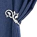 CHICTIE European Leaves Curtain Holdbacks Decorative Wall Hooks Hanger for Drapes Linen Holder Window Treatment Hardware,Set of 2 (White)