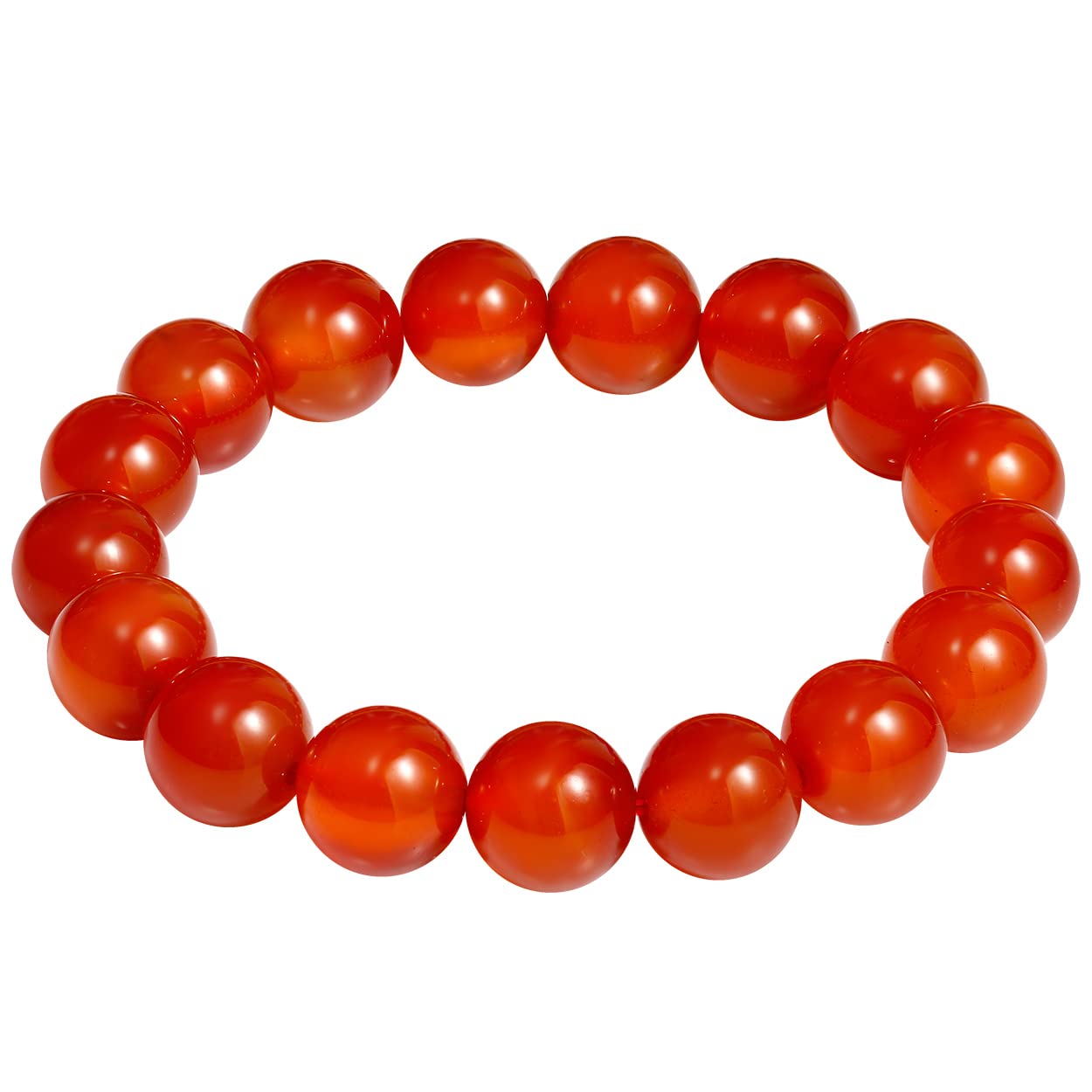 Wizock Agate Round Beads Bracelet for Women and Men Bracelets Elastic Mens Bracelets Positive Energy Crystal Spiritual Crystals 12mm (Red)