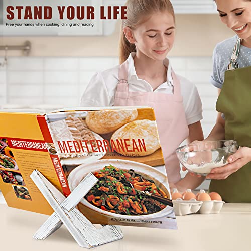 Wooden Recipe Book Stand - Foldable Cookbook Holder For Kitchen, Farmhouse Style, Hands-Free Reading & Display