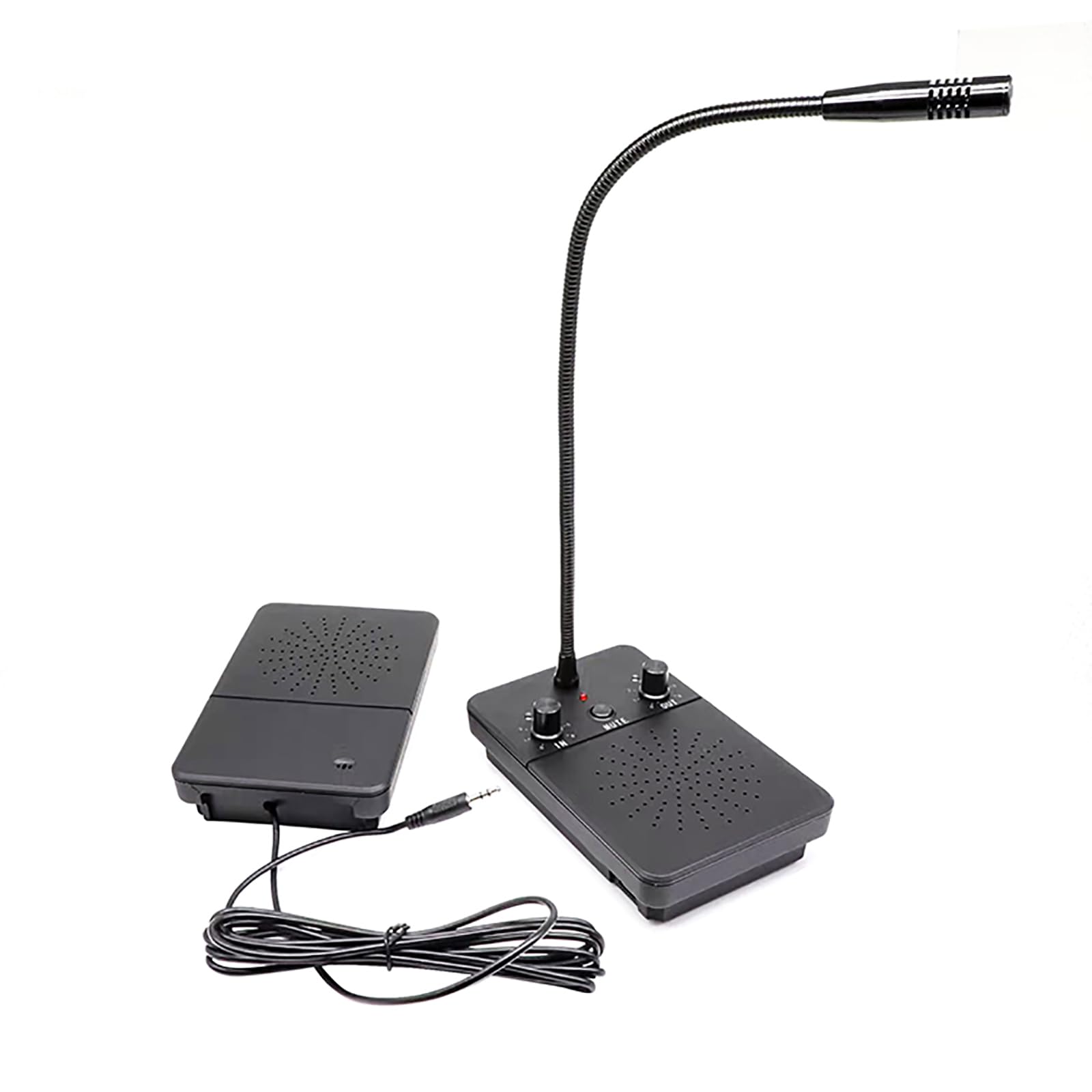 CYSSJF Dual Way Window Speaker Intercom Microphone and Speaker Bank Window Intercom Glass Window Microphone Anti-Interference One-Touch Mute for Business/Bank/Office/Hospital Counter（5 Watt）