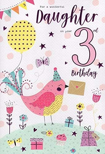 For A Special Daughter on Your 3rd birthday card - 7807 CG, peach|grey