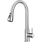Jlerli Kitchen Faucet with Pull Down Sprayer, 3-Modes Sprayer | 360 Swivel, SUS304 Stainless Steel, Ceramic Cartridge, 20-inch Pull-Down Reach, High Arc Spout