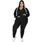 YeGine Womens Plus Size Two Piece Outfits Sweatsuits Casual Long Sleeve Set With Pockets