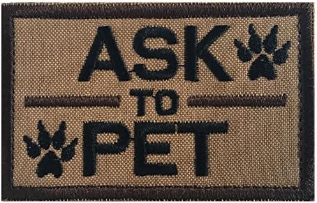 AegisTac K9 Service Training Hiking Dog Tactical Morale Velcro Patch Ask to Pet for Dog Harness &amp; Vest (Coyote Brown)