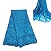 KENLACE 5 Yards/Lot African Lace Fabric Swiss Voile Lace Emboridery French Mesh Lace Fabric Material (Turquoise)