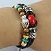 Real Spark Handmade Woven Braided Leather Colorful Bead Fish Pendant Adjustable Wrap Bracelet Red