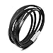 JEWELRIESHOP Monotone Rough Finish Genuine Leather Wrap Bracelet Wristband