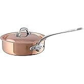 Mauviel M'Heritage 150 S 1.5mm Polished Copper & Stainless Steel Saute Pan With Curved Lid And Cast Stainless Steel Handle, 3.5-qt, Made In France