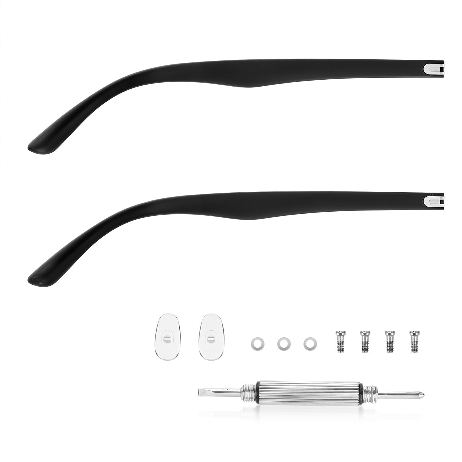 Photo 1 of 1 Set Eye Glass Repairing Kit, Glasses Repair Kit with Screws, Glasses Arm Replacement, Ray Ban Replacement Parts, Eyeglass Repair Kits with Screwdriver, Nose Pads, Washers?Black?
