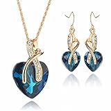 Women Fashion Heart Shape Gold Plated Jewelry Set Necklace Earring