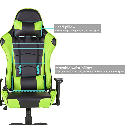 IntimaTe-WM-Heart-Sedia-Gaming-Sedia-da-ufficio-Sedia-Schienale-Alto-Reclinabile-di-PU-Ergonomica-Poltrona-Girevole-Regolabile-Sedia-del-Gioco-Computer-verde