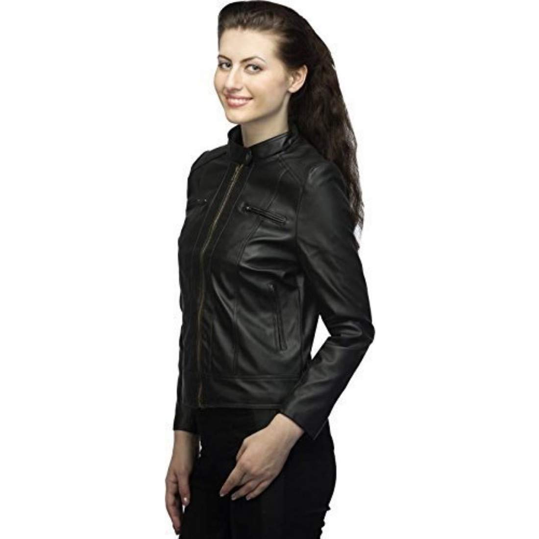veeba world black pu leather jackets for womens