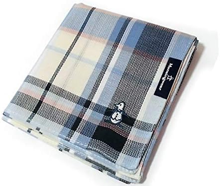 Amazon 送料180円 44 Munsingwear マンシングウェア 紳士用ハンカチ ブルー ブラック チェック 綿100 48cm メンズ ハンカチ 通販