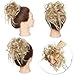 SEGO Tousled Updo Messy Bun Hair Piece Scrunchies Synthetic Wavy Bun Extensions Rubber Band Elastic Scrunchie Chignon Instant Ponytail Hairpiece for Women #24 Natural Blonde