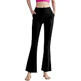buaefxb Flare Yoga Pants for Women Wide Leg with Pockets Elastic High Waisted Leggings Soft Casual Stretch Bootcut Pants
