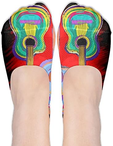 Colorful Guitar For Music Lovers Socks Boat Low Cut Thin No Show Deodorant Sock Non Slip For Women