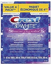 Crest 3D White, Whitening Toothpaste Radiant Mint, Pack Of 4, 65 Milliliters