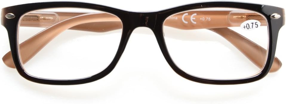 Eyekepper Classic Vintage Style Reading Glasses, Black-Brown +2.00, Black Brown/Clear Lens - Image 3