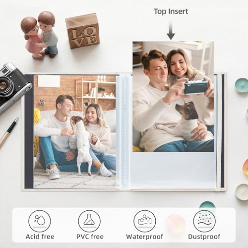 Remowith Photo Album 13x18 with Custom Cover - 26 Pockets (Holds 52 Photos) - DIY Photo Album for Family, Travel, Wedding, Beige