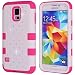 Galaxy S5 Case, KAMII 3 Layers Verge Hybrid Soft Silicone Hard Plastic Triple Quakeproof Drop Resistance Protective Case Cover for Samsung Galaxy S5 (White Rose)