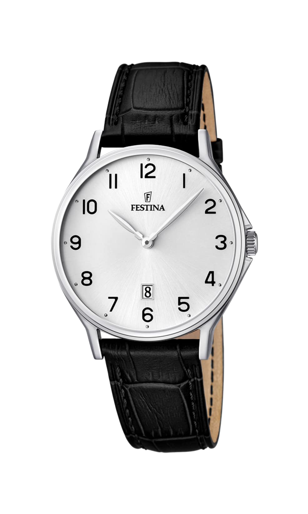 Festina Men's Quartz Watch with White Dial Analogue Display and Black Leather Strap F16745/1