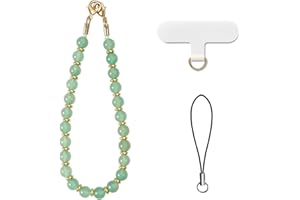AOKSUNOVA Beaded Phone Charm Strap,Pearl Phone Wrist Strap with Tether Tab, Universal Phone Bracelet Strap for Women Girls