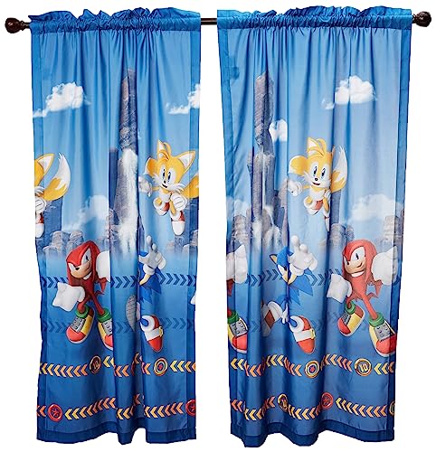 Sonic The Hedgehog Kids Room Window Curtain Panels Drapes Set, 82 In x 63 In, (Official) Sega Product By Franco, Prints May Vary