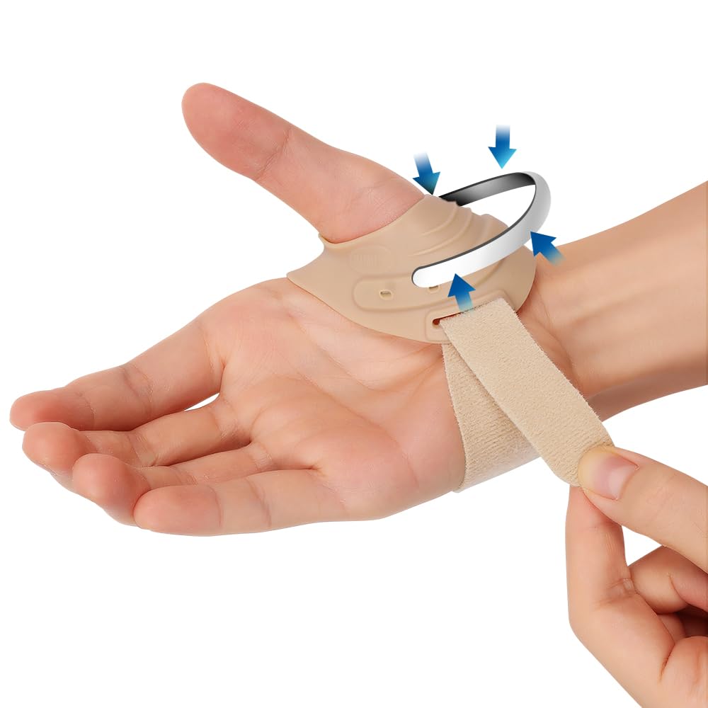 FORTEMOTUS CMC Thumb Brace, Thumb CMC Joint Support Stabilizer for Pain Relief, Tendonitis, Instability, Lightweight & Adjustable Thumb Support Brace for Men and Women, Wheat, Right Hand