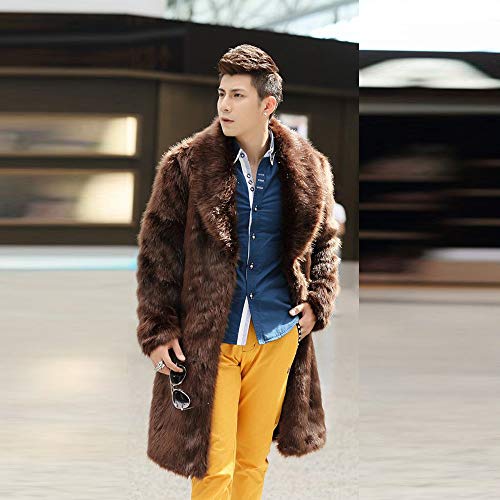 Hot Sale! minRan Men's Fashion Luxury Faux Fur Coat Jacket Winter Warm Tops Long Coats Overwear Outwear - Thumbnail 3