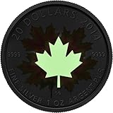2014 CA Modern Commemorative MAPLE LEAF Glow In The Dark Silver Coin 20$ Canada 2014 Dollar Perfect Uncirculated
