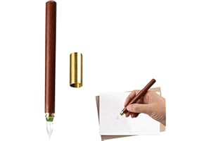 Glass Dip Pen, Wooden Handle Writing Pen, Clear Vintage Design Artist with Smooth Glass Nib, Durable Tool with Comfortable Gr