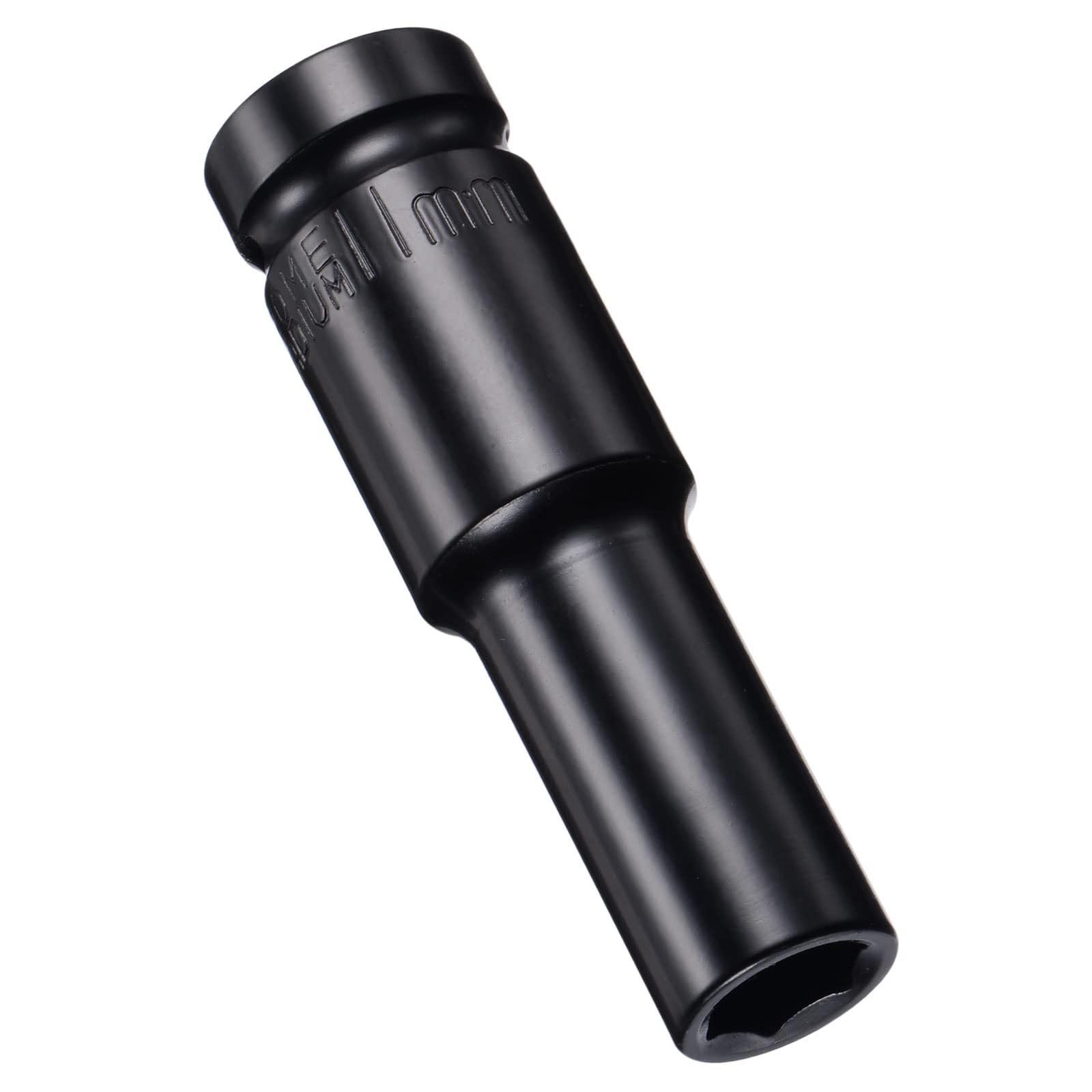 MACHSWON 1/2 Inch Drive - 11mm Deep Impact Socket with 6 Point Design, Heat-Treated Cr-V Steel 78mm Length, Metric Sizes