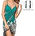 Women's Beach Cover-up Wrap Dress Floral Pattern Bikini Cover up Turquoise