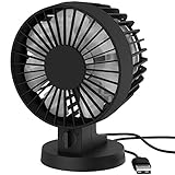 Quite Desk Fan, Moucit 4-Inch USB Small Table Fan with Twin Turbo, 2 Speeds and Pivoting Head Personal Electric Fan for Office, Home