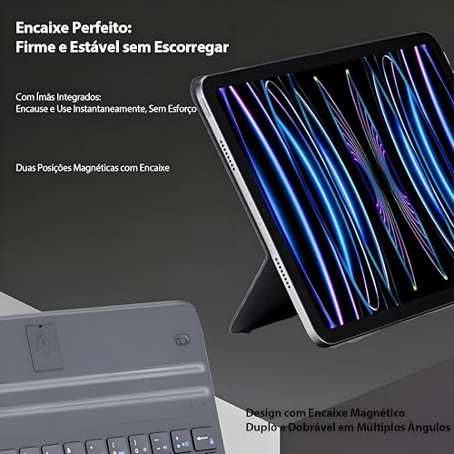 Teclado Smart para iPad A16 11ª Geração (Modelos A2696/A2757/A2777),Compatível com iPad 10ª Geração 10.9" Polegadas 2022 (A3354/A3355/A335) (Cinza)