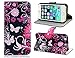 iphone 4 Case,iphone 4S Case, Welity Packing Butterfly Card Slot Wallet Leather Cover Case for Apple iPhone 4/4S/4G and one gift