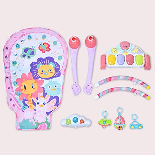 Forstart Kick and Play Piano Gym Large Activity Play Mat for Baby Sit Lay Down Infant Tummy Time Sensory Development Educational Playtime Pink - Thumbnail 5