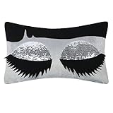 King Rose Long Eyelashes Throw Pillow Cover Silver Sequins Decorative Pillowcase Rectangle Cushion Cover for Girls Bed Living Room 12 x 18 Inches